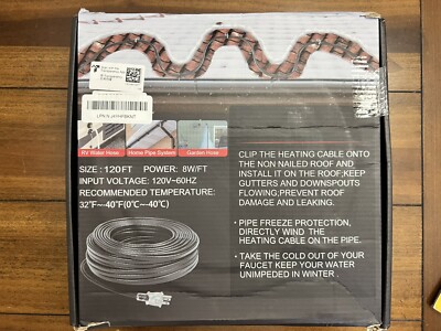 120ft 8W/ft Self-Regulating Pipe Heating Cable Roof De-icing