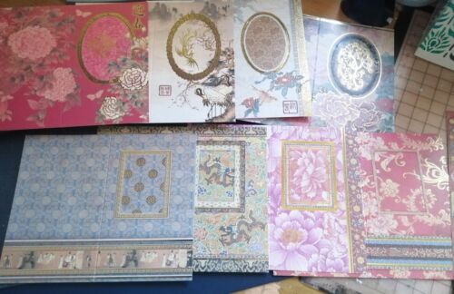 Cardmaking kit Oriental  8 gold foiled cards, 6 sheets stickers, 8 envelopes new - Photo 1/8