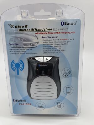 Bleu E Bluetooth Handsfree EZ Carkit V2.0+EDR w/ USB Charging Port Speaker Phone