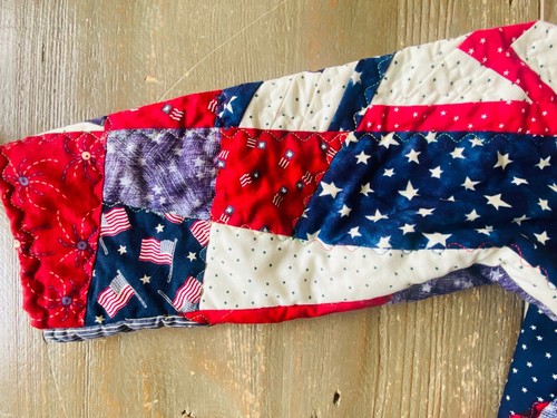 Vtg Patriotic Patchwork Quilted Coat Youth Size 6/8 USA Flags Stars Stripes Cat - Picture 13 of 19