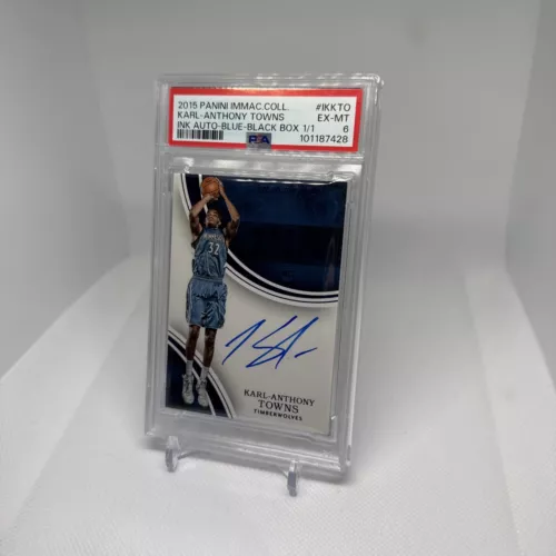 2015 Immaculate Collection Karl-Anthony Towns Ink Autograph Blue Black Box 1/1
