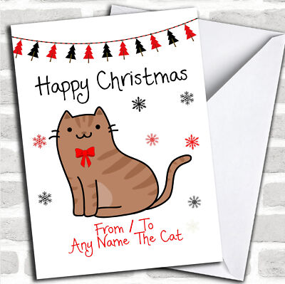 Brown Tabby From Or To The Cat Pet Christmas personalisierte Karte