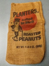 Vintag burlap bag planters roasted peanuts 1lb.