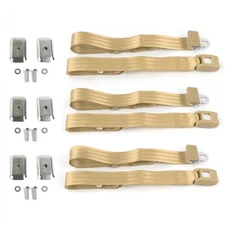 Chevy Chevelle 1964 - 1967 Std. 2pt Tan Lap Bench Belt Kit w/Brackets-3 Blts
