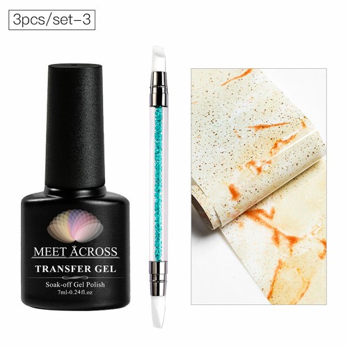 MEET ACROSS Nail Glue With Nail Foils Sticker Set Marble Series Foil Stickers - Picture 27 of 36