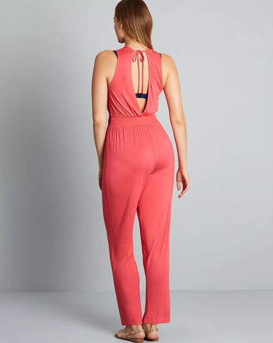 Simply Yours Jumpsuit Sequins Holiday Plus Size UK 26 EU 54 Bodysuit Pink Coral - Picture 2 of 3