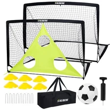 6x4 ft Kids Soccer Goals for Backyard Set of 2- Portable Pop Up Soccer Net fo...
