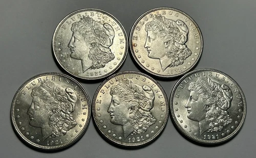 1921 BU MORGAN DOLLAR LOT / 5 COINS