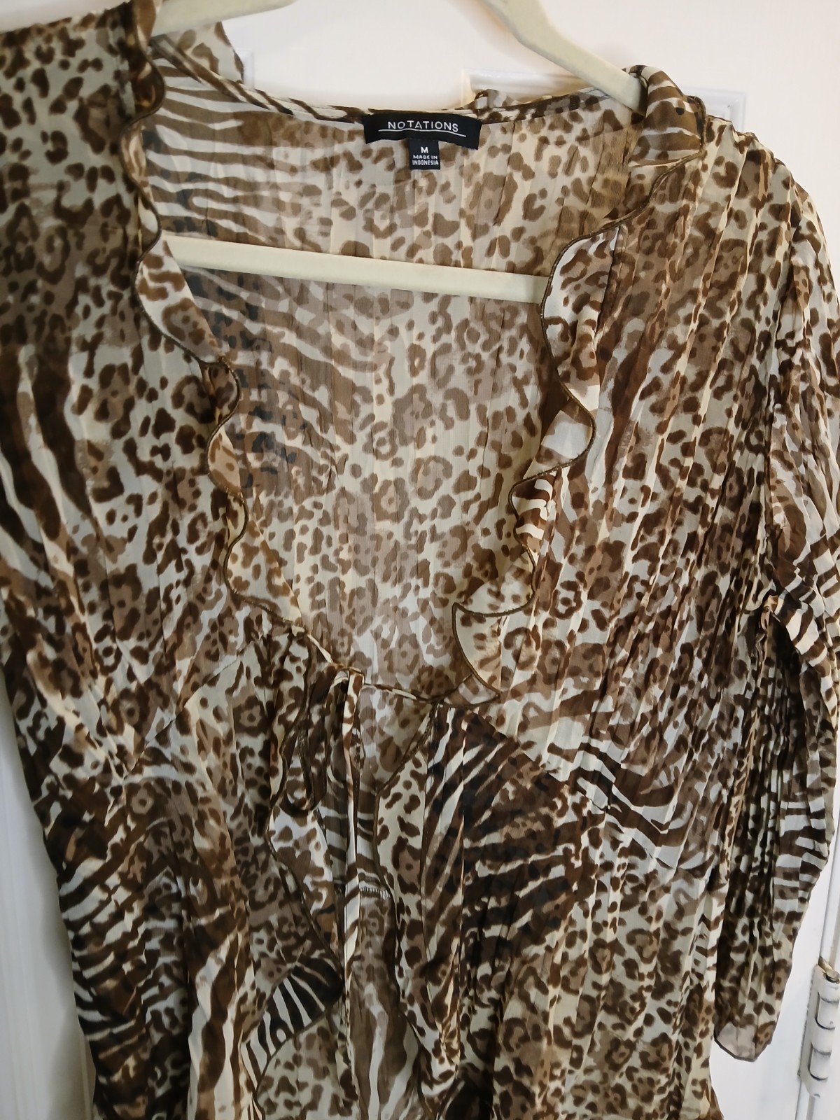 Notations Med Lightweight Jacket Open Front Brown… - image 2