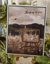 STAMPIN UP CARD KIT - LANDSCRAPE THINKING OF YOU Makes 4- Set  #25.472