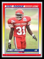 1990 SCORE NFL FOOTBALL ROOKIE Card #641 - JAMES WILLIAMS, Fresno State Bulldogs. rookie card picture