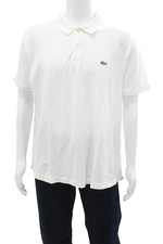 Lacoste Mens Two Button Short Sleeve Knit Polo Shirt White Cotton Size 3XL