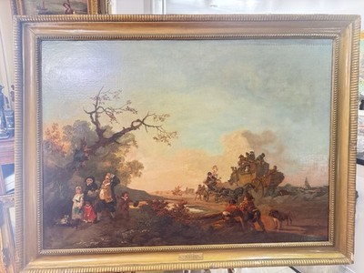  The London Coach  By Philip James Loutherbourg (1740-1812) British Oil Painting