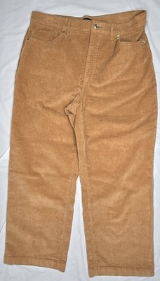Express Women's High Rise Cropped Wide Leg Corduroy Pant Camel Size 10