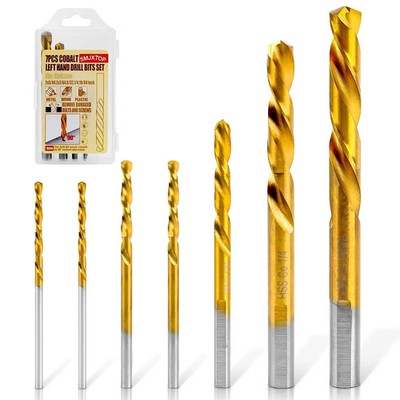 7PCS M35 Cobalt Left Hand Drill Bits Set for Removing Broken Stubs, Bolts and Sc