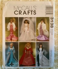 McCall,s Crafts Pattern 3138 fashions for 11.5  dolls Barbie - UNCUT -Vtg