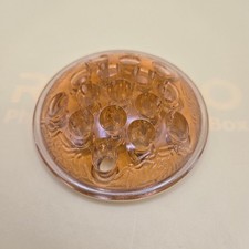 Vintage Amber Glass Flower Frog 16-Hole Dome 4" Ripple Textured Top Art Deco