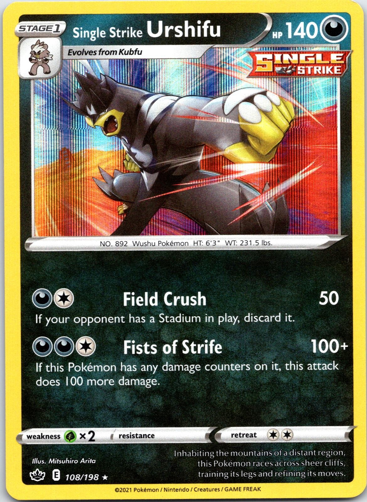 Single Strike Urshifu 108/198 Holo Rare Chilling Reign Pokemon Near Mint