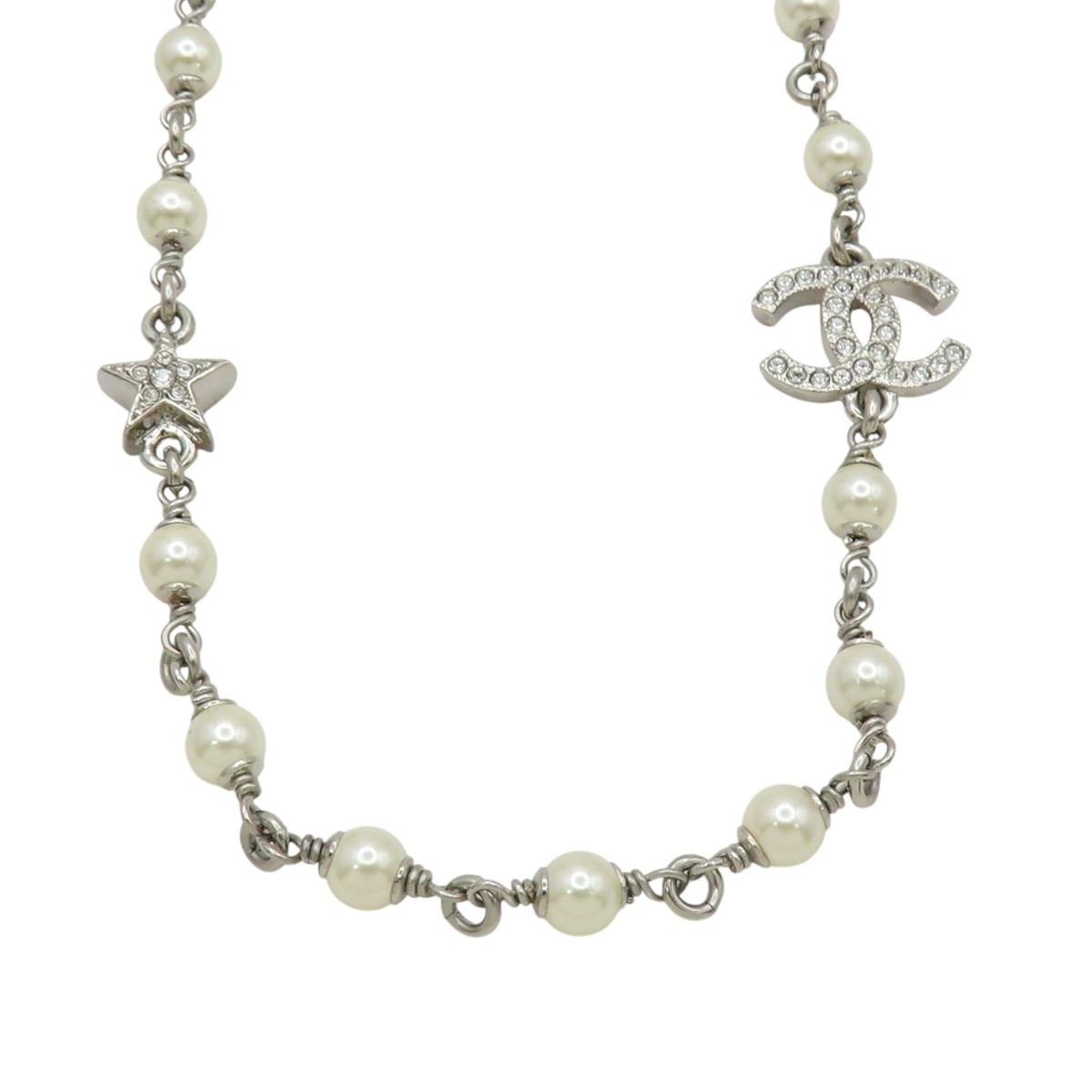 CoCoCHANEL9500円ー9200円 CHANEL Necklace AUTH Coco chain CC Rare Pendant Fake pearl Gold