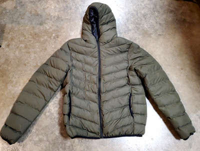 Brave Soul Whispering Smith Olive Hooded Puffer Jacket w/ Elastic Trims Mens XL