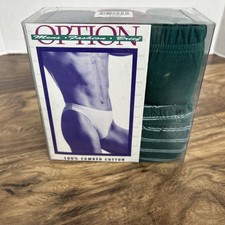 VTG OPTION Mens Briefs 6 Pack NIP Cotton Blend Ribbed Waist Classic Y2K Large