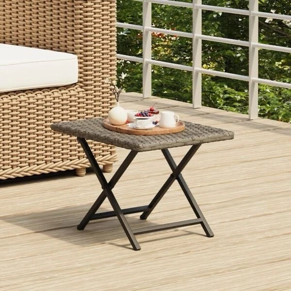 vidaXL Klapptisch Grau 45x35x32 cm Polyrattan