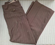 Next Ladies Brown Pinstriped Trousers - UK Size 8R
