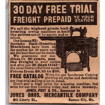 Jones Bros Mercantile Co 30 Day Free Trial Freight Prepaid 1911 Clipping SAH7-4