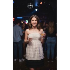 J.Crew Strapless Y2K Linen Blend Dress Beige Black Size 2P