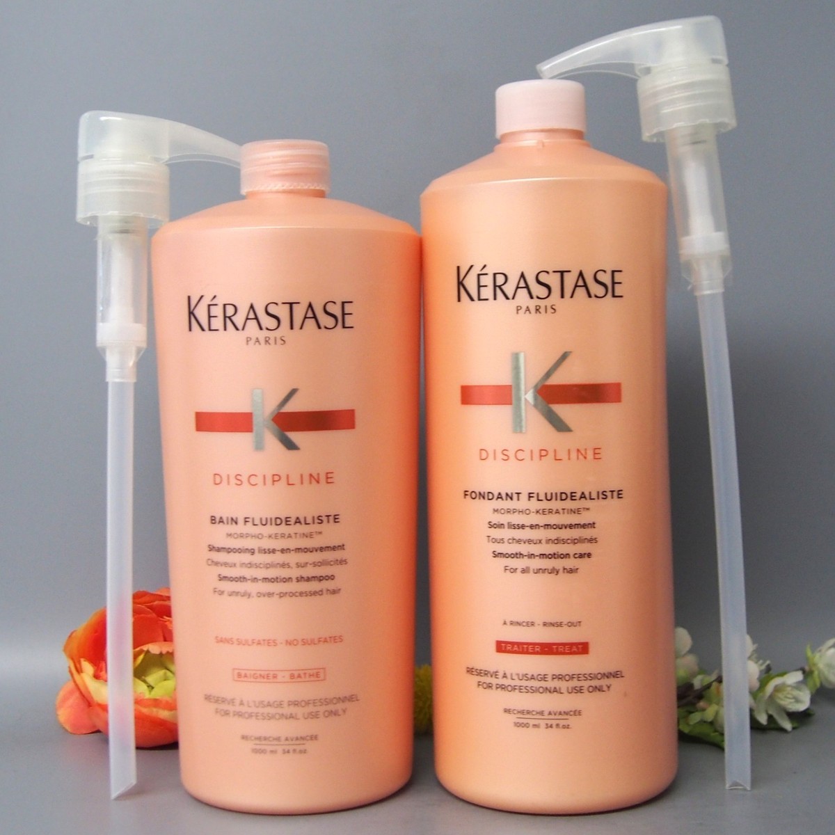 Kérastase シャンプー 1000ml ポンプ付き W Pumps Kerastase Discipline Bain Sulfate-Free Fondant