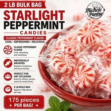 Starlight Peppermint Candy 2 lb Bulk Individually Wrapped Mints Red White