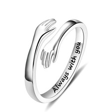 Yesteel Hug Ring for Women Teen Girls, Hand Friendship 7, sterling silver