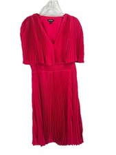Express Pink Pleated Midi Dress Sz Large Modest Barbicore Feminine Classic