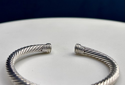David Yurman 14k Gold X Cable Design Sterling Silver Cuff Bracelet 5mm - Picture 2 of 3