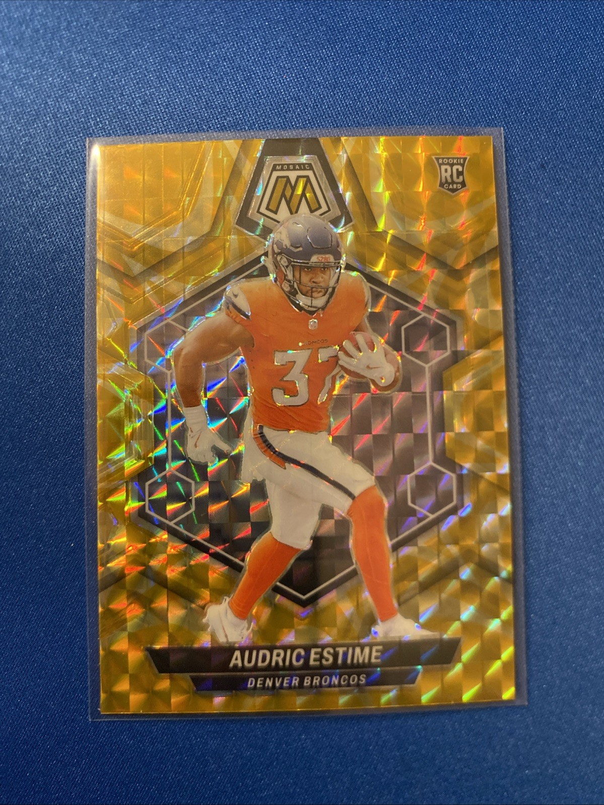 ROOKIE CARD AUDRIC ESTIME Broncos 2024 Mosaic REACTIVE YELLOW PARALLEL Card #392