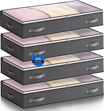 4 Pezzi Contenitori Portaoggetti Sottoletto, 60L Contenitori per Armadio Pieghev