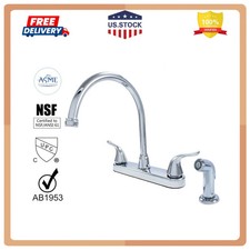 High Arc Kitchen Sink Faucet Double Handle 360 Swivel Spout with Side Sprayer
