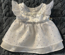 BABW WHITE SATIN SILVER-SEQUINED PARTY DRESS for your best Build-a-Bear Pretty 