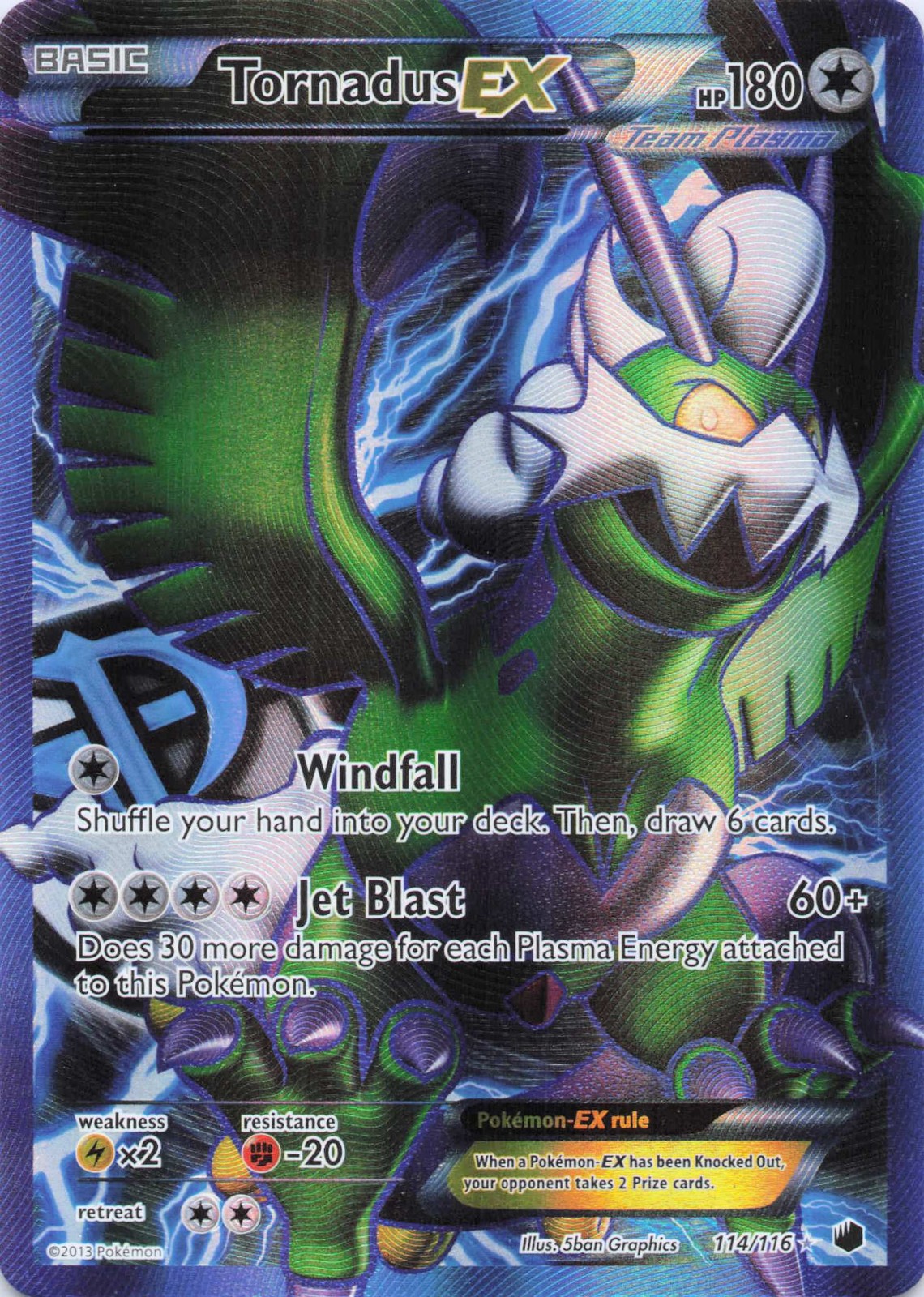 Tornadus EX (Team Plasma) 114 Full Art Ultra Rare Holo Plasma Freeze 114/116 NM