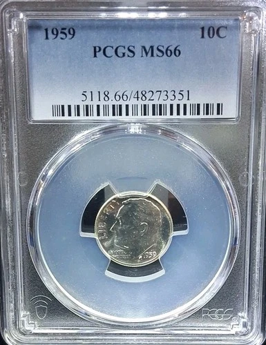 1959 P 10C Roosevelt Dime PCGS MS66 90% Silver