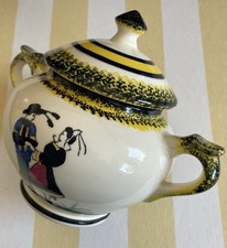 Quimper Lidded Jar. Man & Woman In Traditional Breton Costumes. H13cms. Perfect