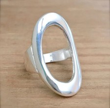 925 Sterling Silver, Solid Silver, Band Ring, Unisex, Elongated Oval Ring