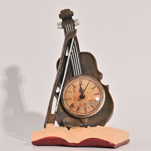 Vintage Violin Statue Novelty Bedside Clock Home Decor Desk Guitar Ornaments - Picture 7 of 8