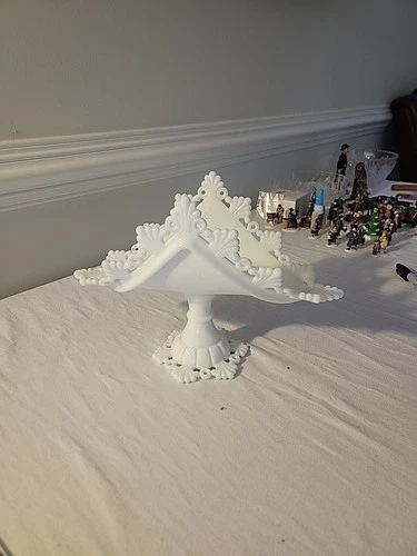 Vintage Westmoreland White Milk Glass Ring and Petal Banana Boat 14" Scarce