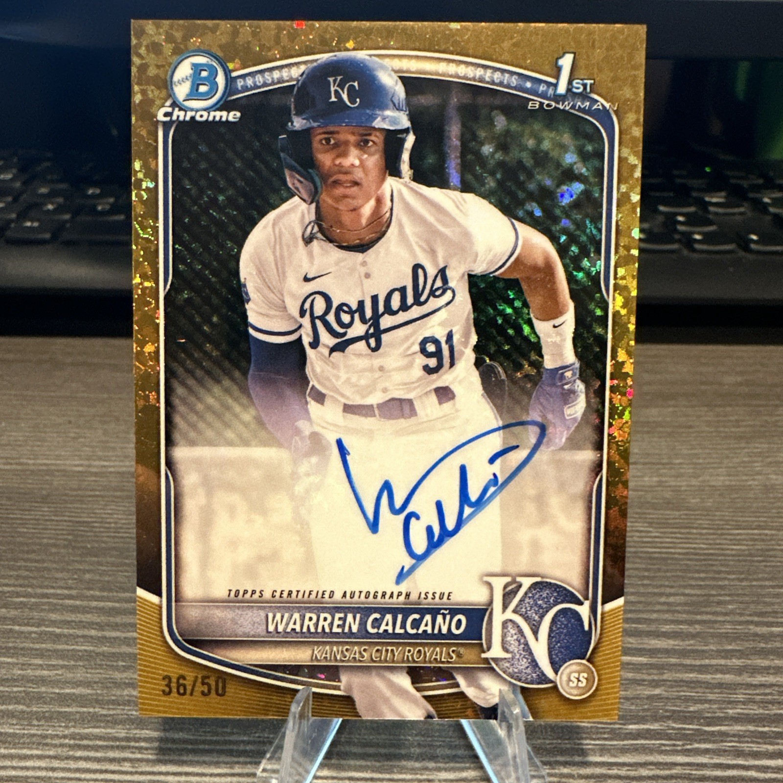 Warren Calcano /50 Auto Gold Mini Diamond CPA-WC 2025 1st Bowman Chrome AUTO 🔥