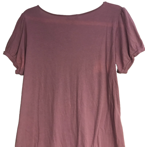 Ann Tylor LOFT T-Shirt Womens Large Purple Rosette Pleated Scoop-Neck NWT FLAW - Picture 8 of 11