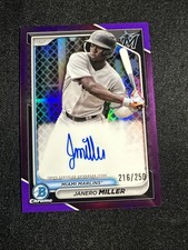 2024 Bowman Chrome Janero Miller Purple Refractor Auto /250 Marlins