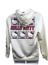 Sanrio Hello Kitty Beige Pullover Graphic Hoodie Sweatshirt Medium Pocket New