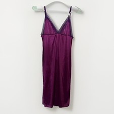 Vintage Satin Like Slip Dress Small Purple Black Lace Lingerie Y2K Goth Boudoir