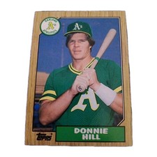 1987 Topps Donnie Hill #339 Baseball Card Oakland A’s Wood Grain Vintage